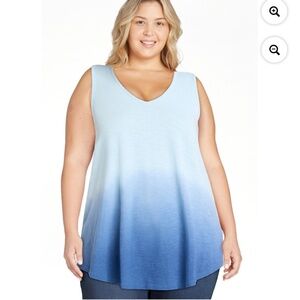 Terra and Sky Women’s Blue Sleeveless Twist Back Tank Top Size 2X NWT